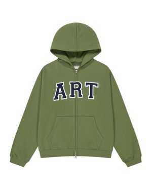 ART APPLIQUE HOODIE ZIP UP (OLIVE)
