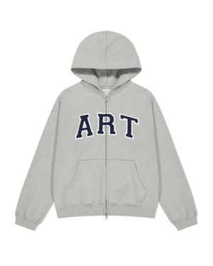 ART APPLIQUE HOODIE ZIP UP (MELANGE GREY)