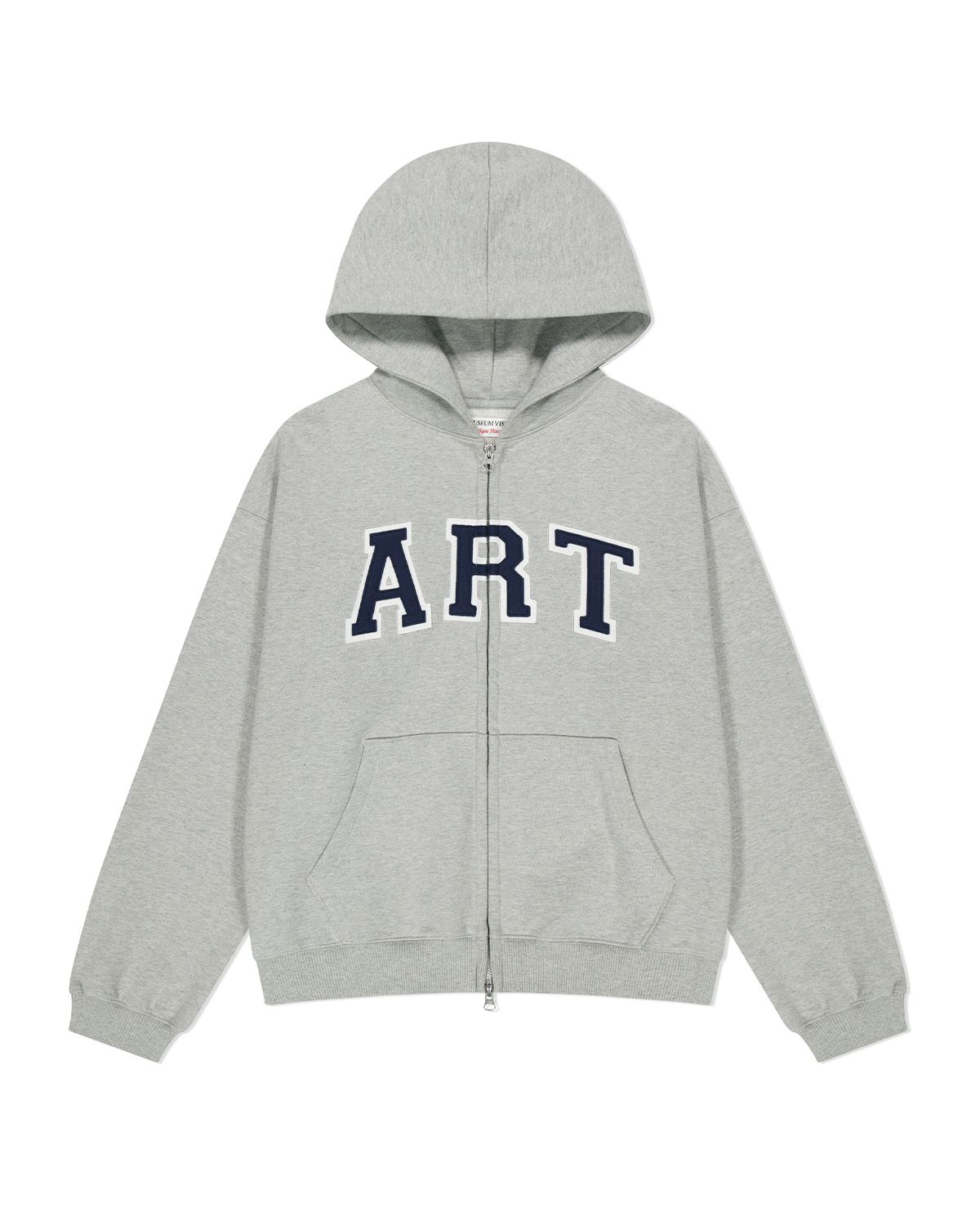 더뮤지엄비지터(THEMUSEUMVISITOR) ART APPLIQUE HOODIE ZIP UP (MELANGE GREY)