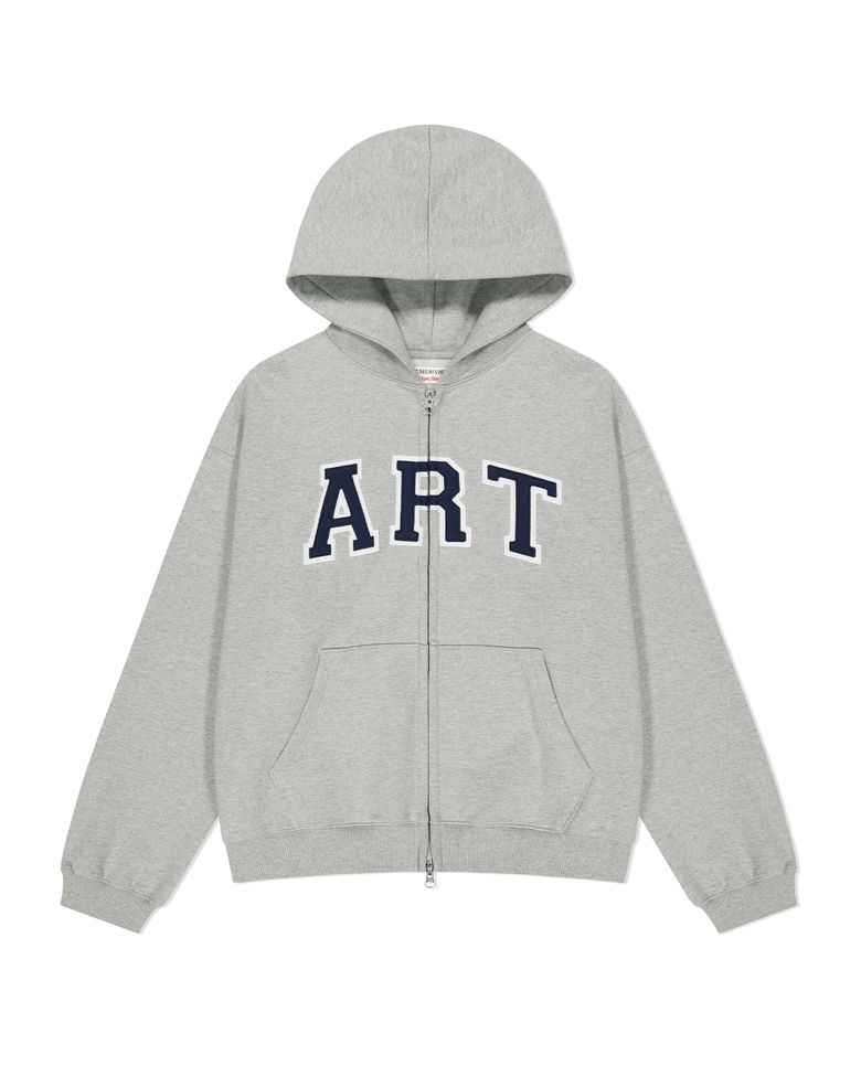 ART APPLIQUE HOODIE ZIP UP (MELANGE GREY)