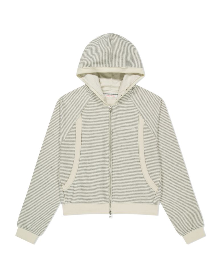 RAW EDGE SWEAT HOODIE ZIP UP (LIGHT GREY)