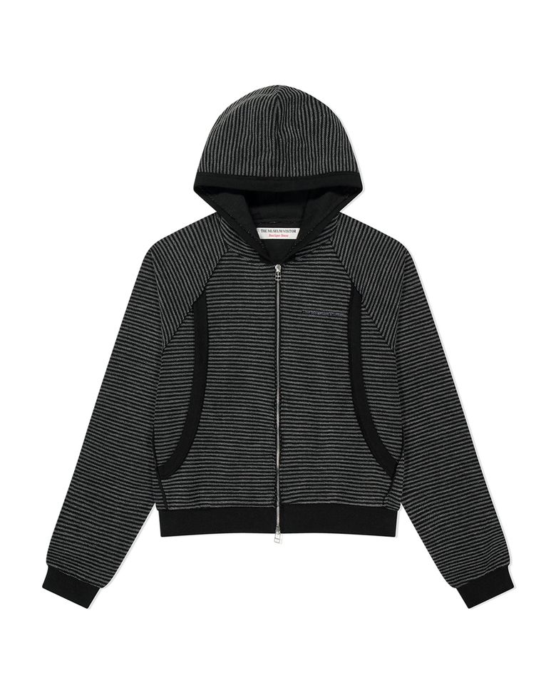 RAW EDGE SWEAT HOODIE ZIP UP (BLACK)