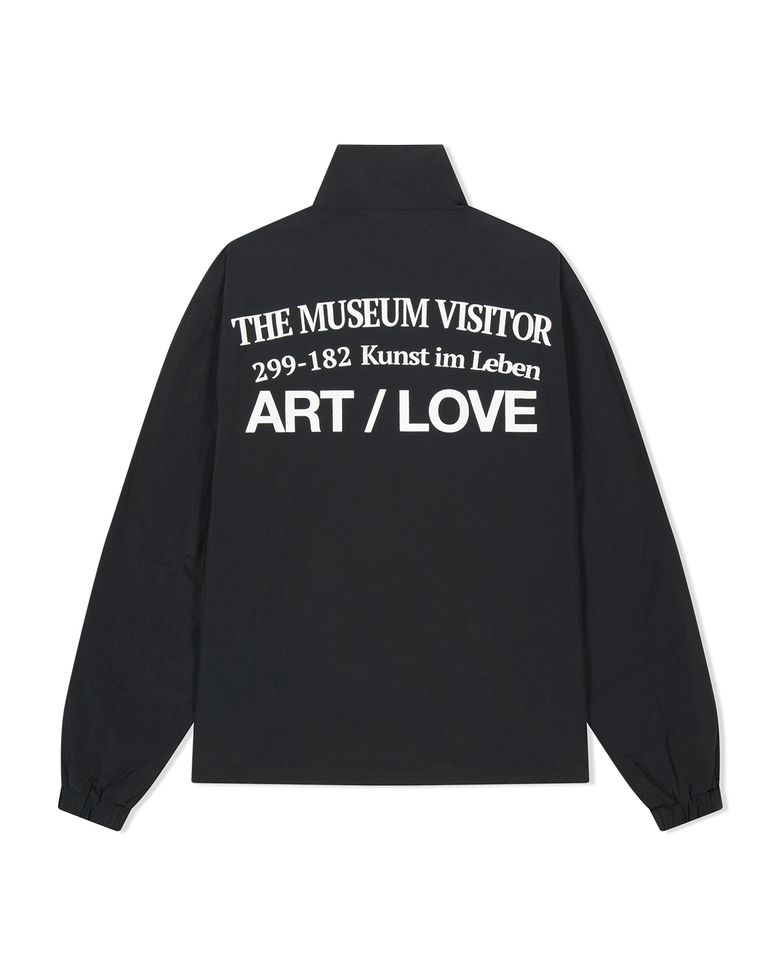 NYLON CURVED ZIPPER WINDBREAKER (BLACK)