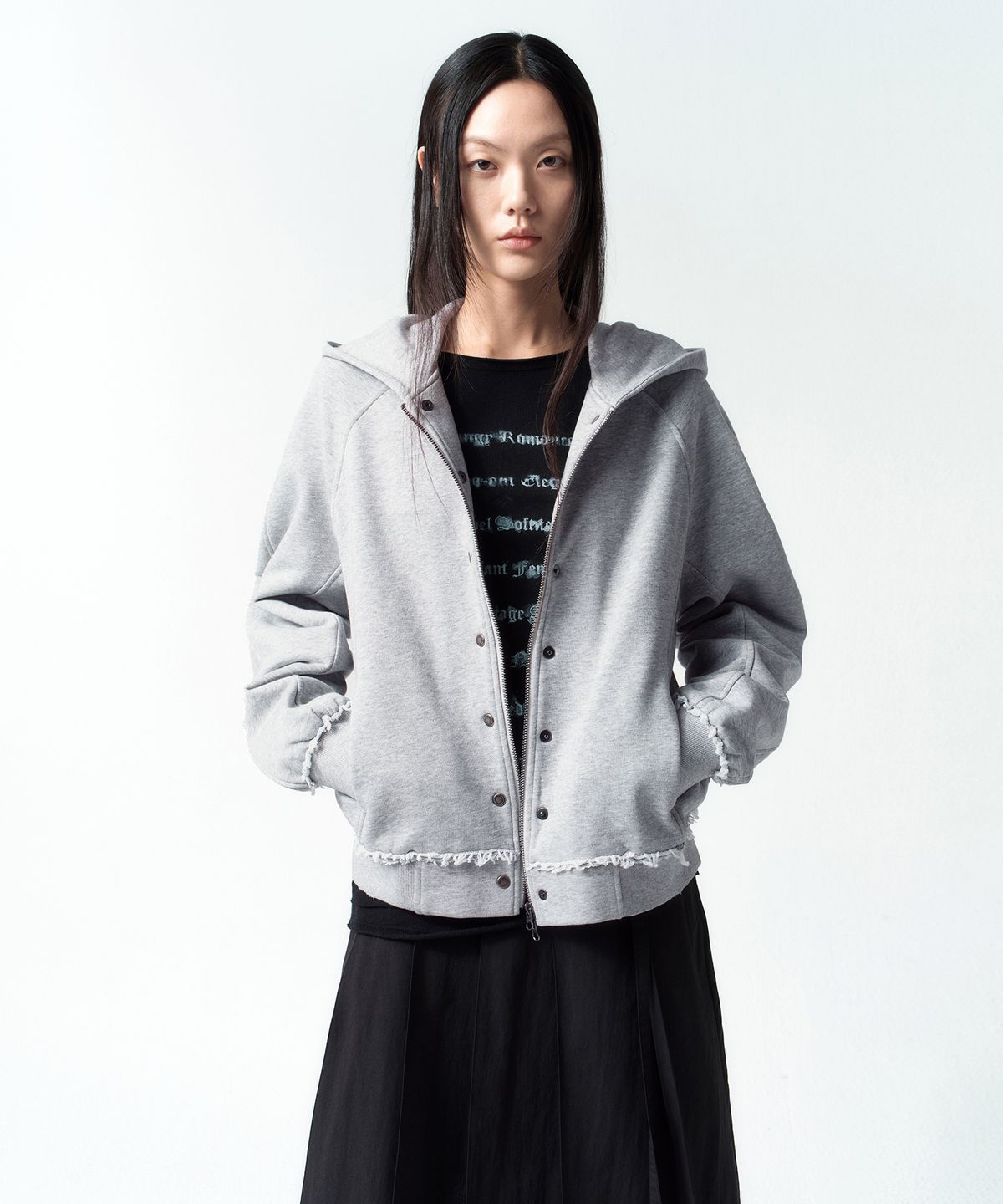 인사일런스 우먼(INSILENCE WOMEN) 심 후드 집업 MELANGE GREY