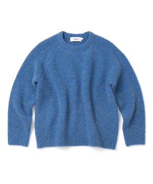 (UNISEX)부클 래글런 크롭 라운드 니트 BLUE