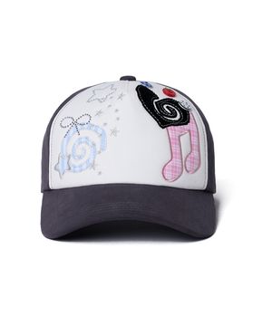 [× ILLIT] PATCHWORK CAP - DARK GREY