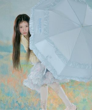 [× ILLIT] SHORT FRILLED UMBRELLA - SKY BLUE
