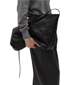 크러드 레더 호보 백 블랙