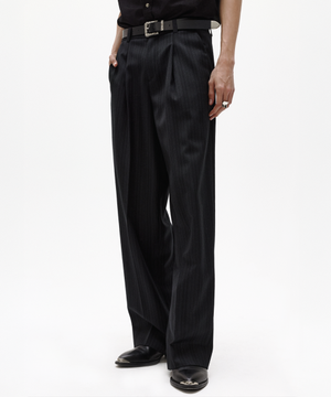 세빌 울 스트라이프 원턱 슬랙스 블랙