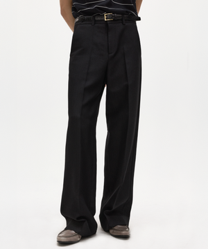 키아라 울 헤링본 슬랙스 블랙