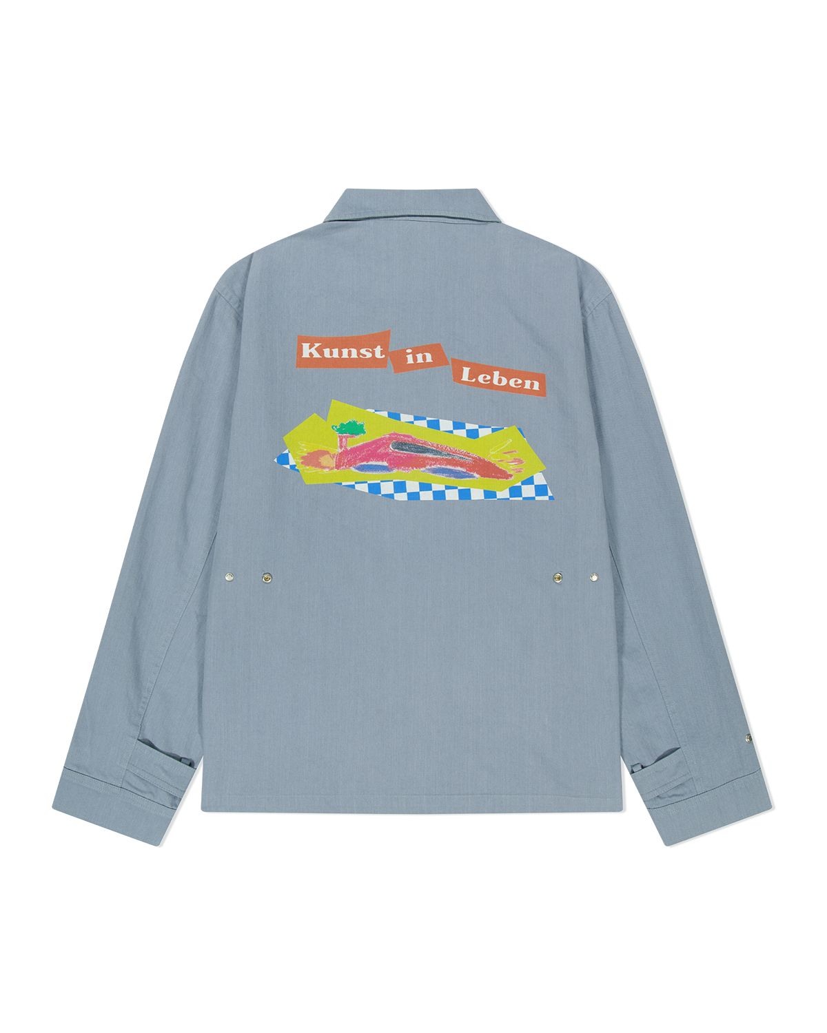 더뮤지엄비지터(THEMUSEUMVISITOR) PAINTED UTILITY WORK JACKET (LIGHT BLUE)