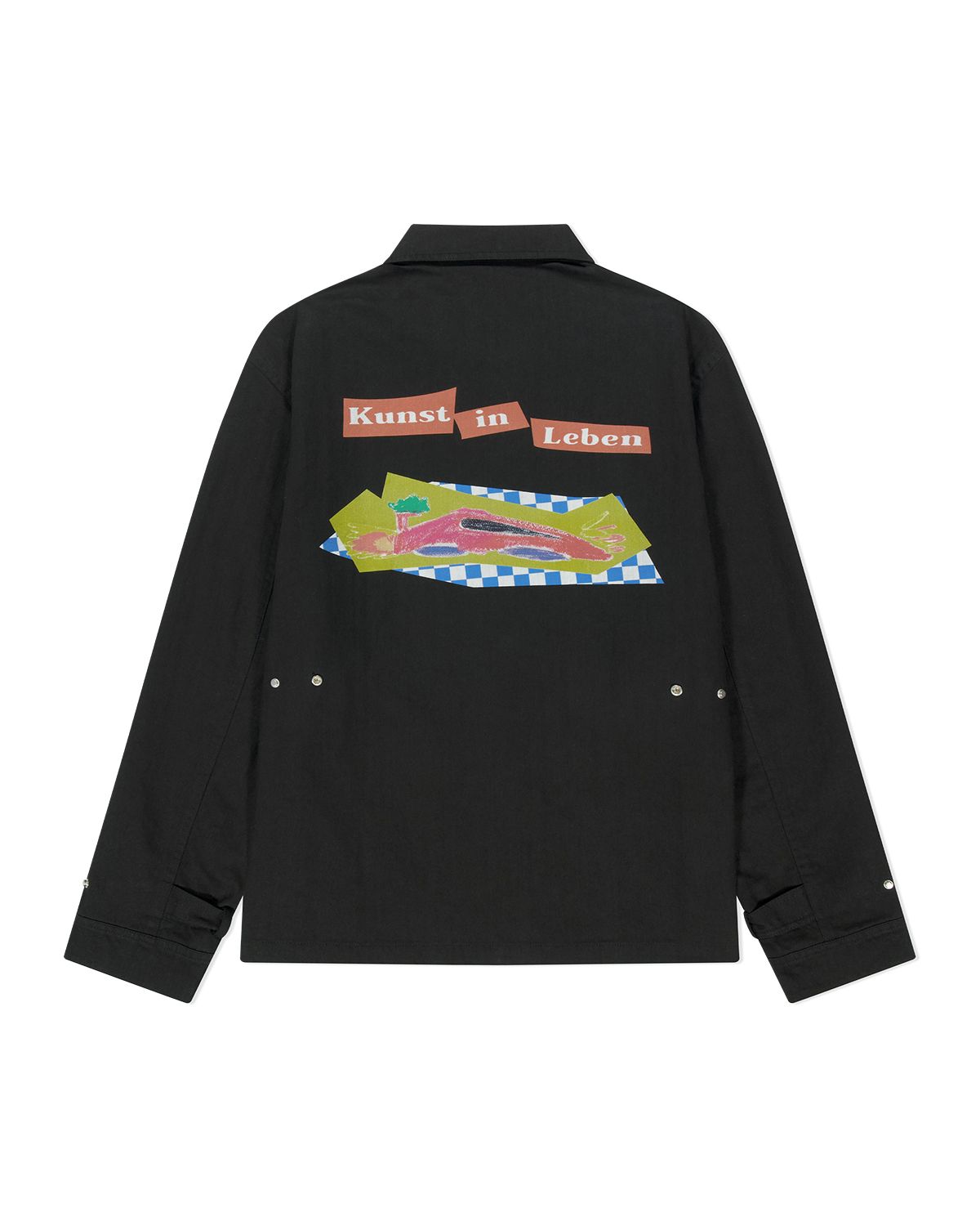 더뮤지엄비지터(THEMUSEUMVISITOR) PAINTED UTILITY WORK JACKET (BLACK)
