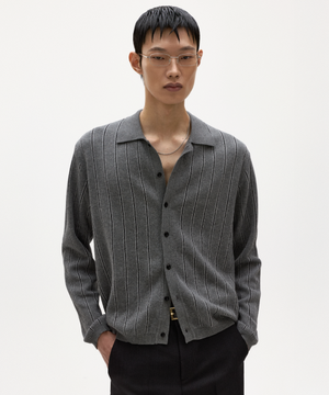 도티 스트라이프 PK 가디건 차콜