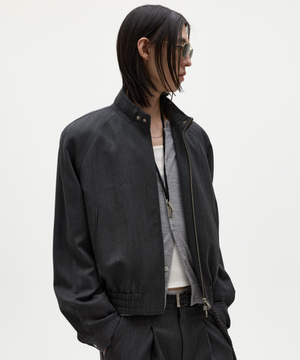 갱즈 울 헤링본 보머 자켓 차콜