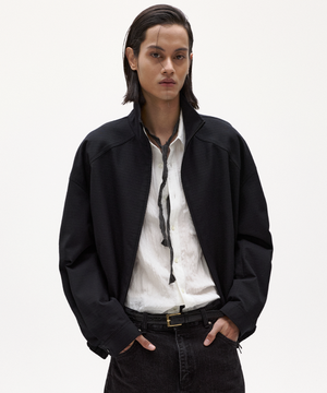 덤프 울 코튼 립 블루종 점퍼 블랙