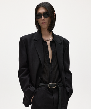 키아라 울 헤링본 싱글 블레이저 블랙