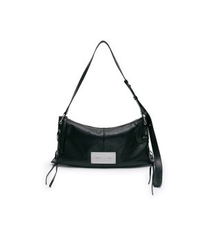 EYELET SHIRRING SHOULDER BAG IN BLACK
