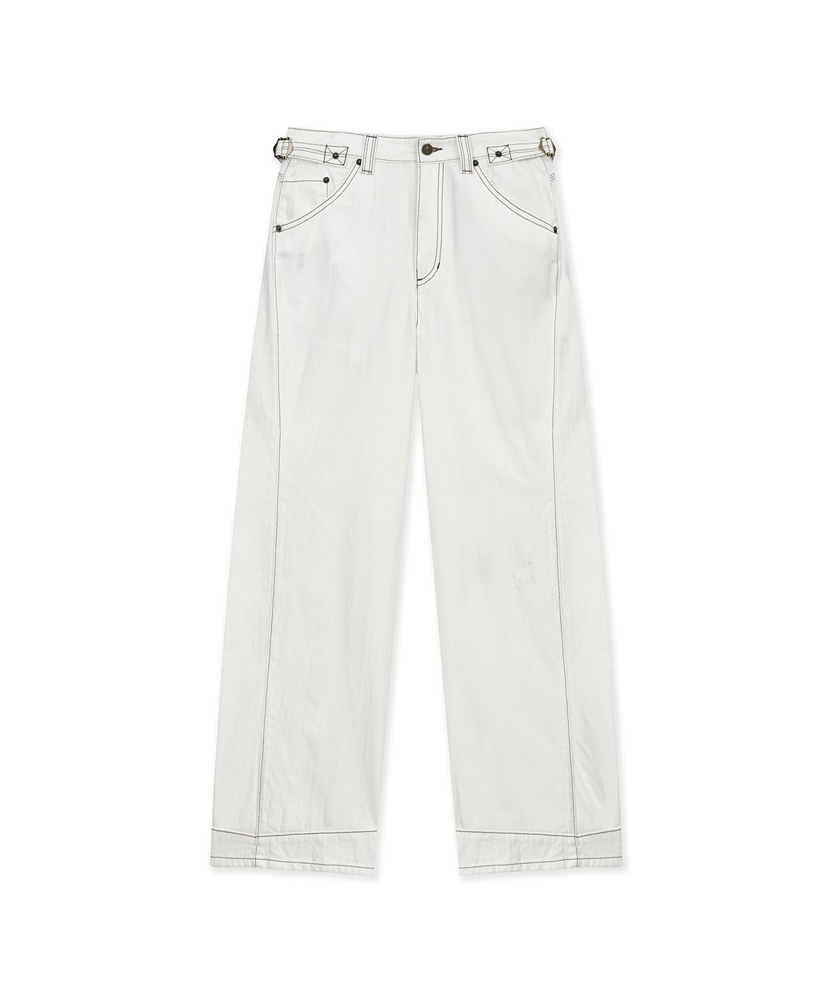 마뗑킴(MATIN KIM) WAIST BUCKLE STITCH POINT TWILL DENIM PANTS IN IVORY