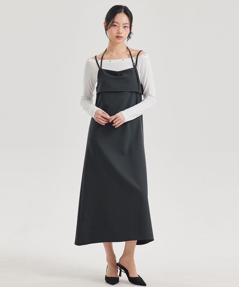홀터 레이어드 롱 드레스_T611DS500