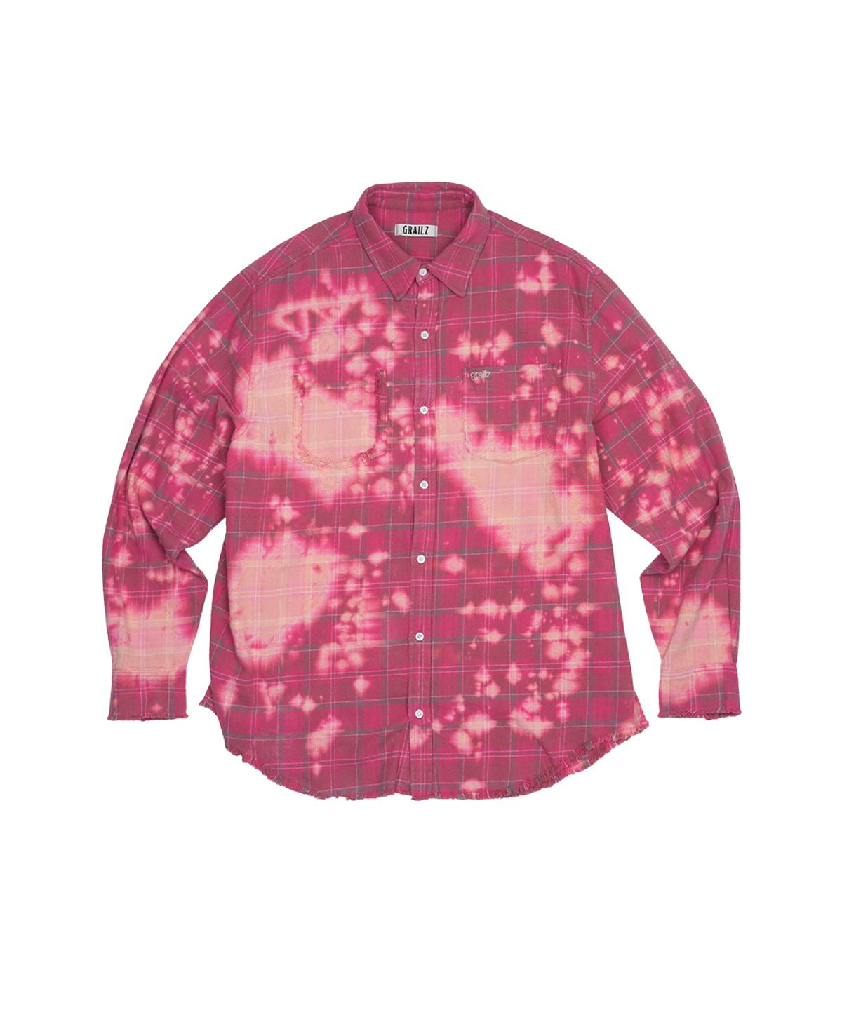 그레일즈(GRAILZ) BLEACHED PLAID SHIRTS [MAGENTA]