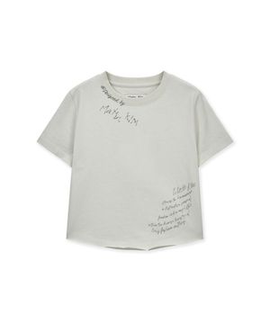 GRAFFITI ROUND HEM CROP TOP IN CREAM