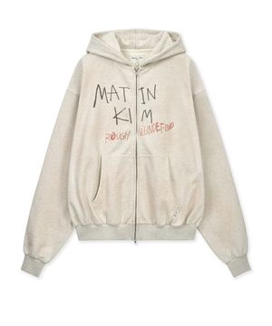 VINTAGE WASHED GRAFFITI HOODY ZIP UP IN BEIGE