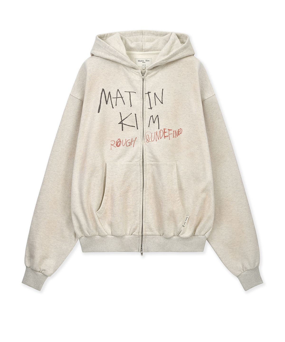 마뗑킴(MATIN KIM) VINTAGE WASHED GRAFFITI HOODY ZIP UP IN BEIGE