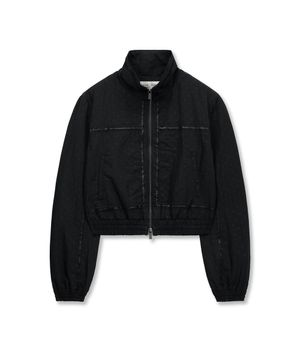 CROPPED EMBROIDERY BACK LOGO JUMPER IN STRONG BLACK