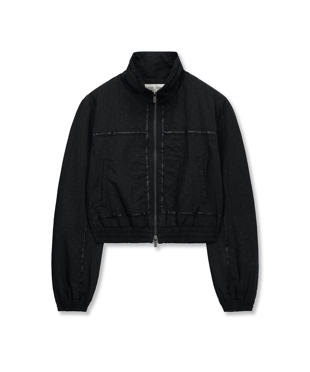 마뗑킴(MATIN KIM) CROPPED EMBROIDERY BACK LOGO JUMPER IN STRONG BLACK