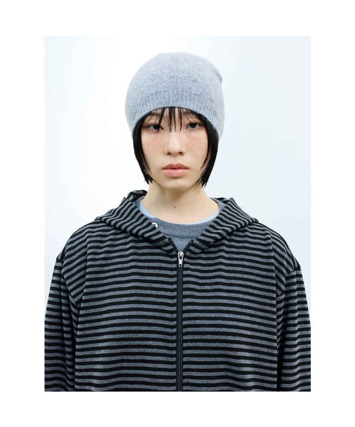 샌드 사운드(SAND SOUND) (UNISEX) 스트라이프 후드 집업 (셋업) 그레이