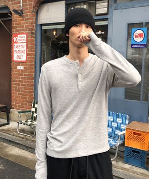 세미 크롭 헨리넥 니트 티셔츠_4 COLOR