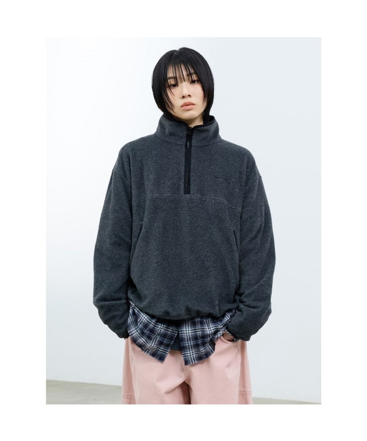 샌드 사운드(SAND SOUND) (UNISEX) 쿼터 집업 플리스 애쉬