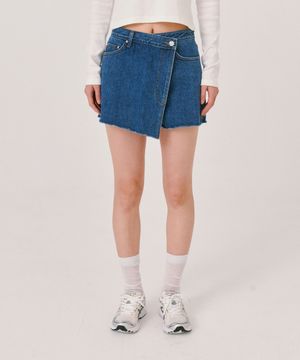 Wrap Denim Shorts_Mid Blue