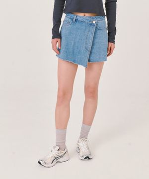 Wrap Denim Shorts_Light Blue