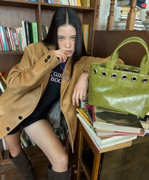 Sunday Tote Bag (eyelet wide)(olive)