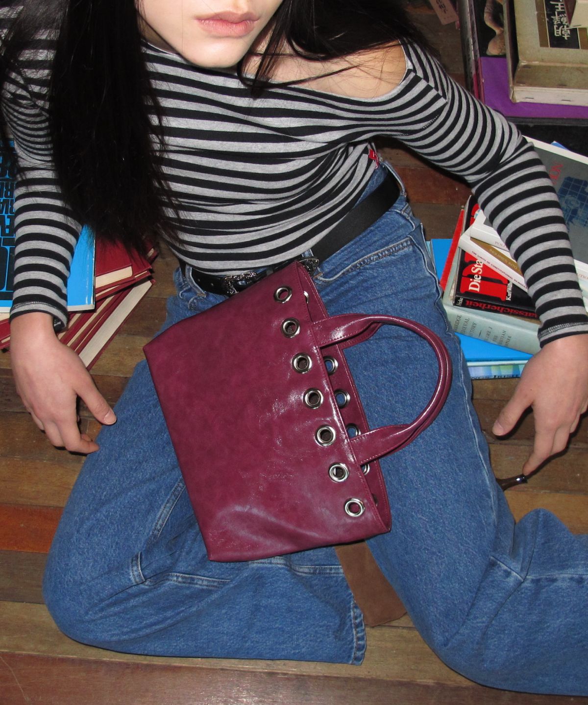 필인더블랭크(FILLINTHEBLANK) Sunday Tote Bag (eyelet wide)(plum)