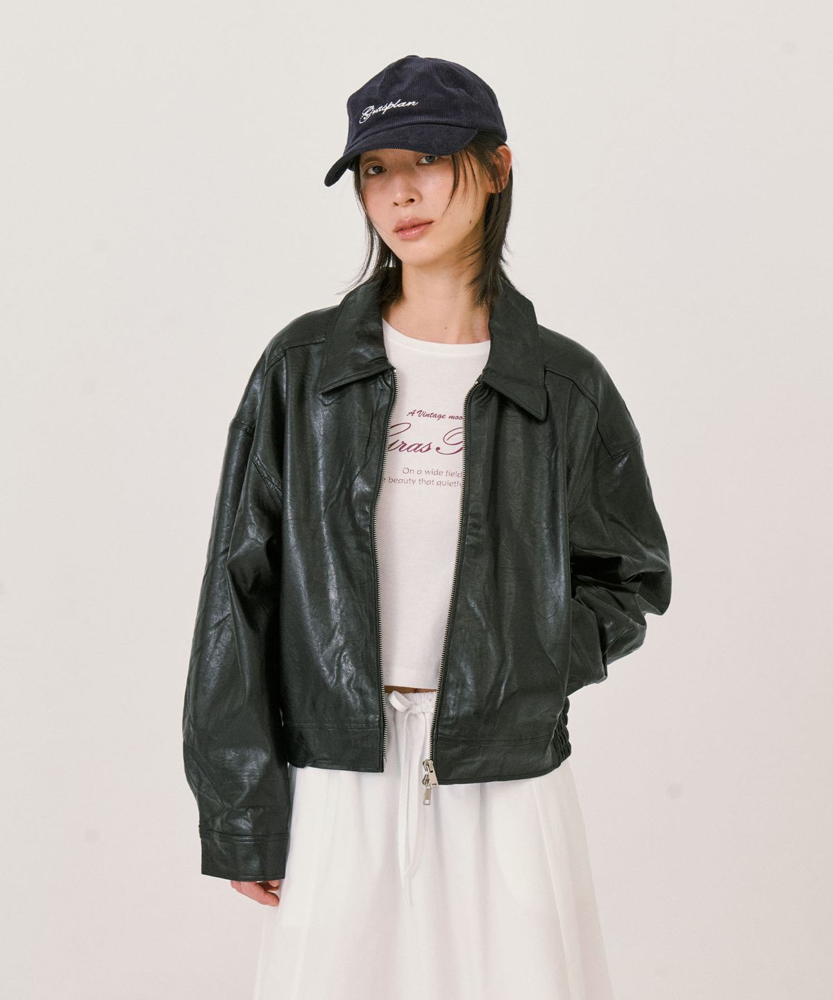 그라스플랜(GRASPLAN) Leather Blouson Jacket_Black