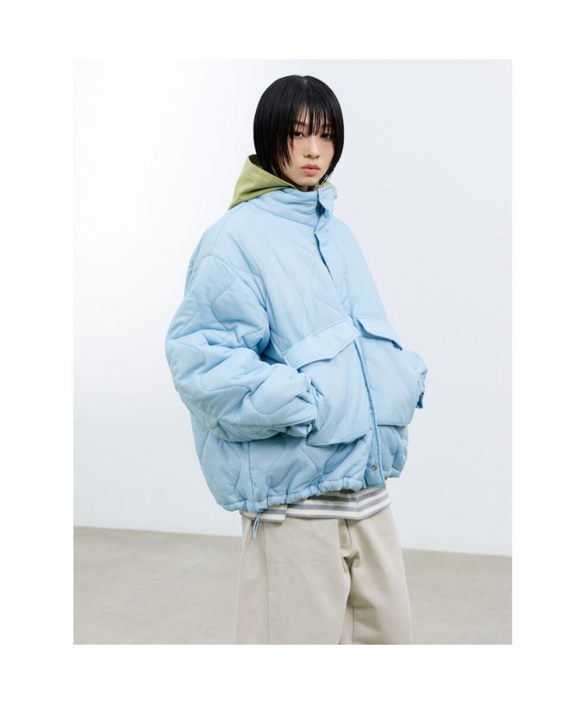 샌드 사운드(SAND SOUND) (UNISEX) 빅 포켓 퀼팅 점퍼  스카이 블루