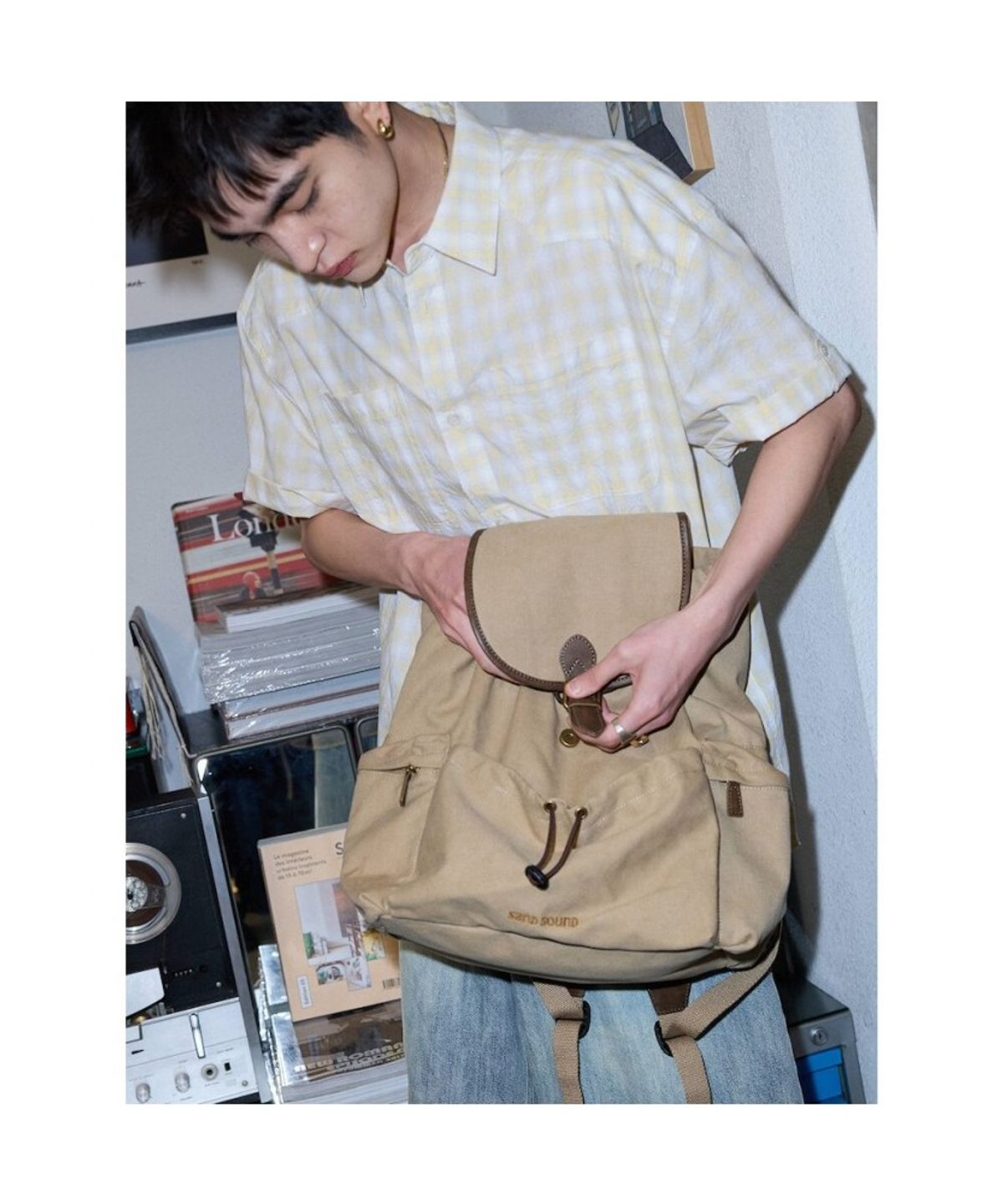 샌드 사운드(SAND SOUND) (UNISEX) 캔버스 플랩 백팩 베이지