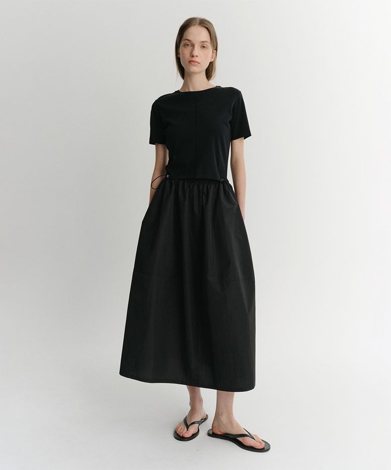 KANE CONTRAST COCOON DRESS (BLACK)