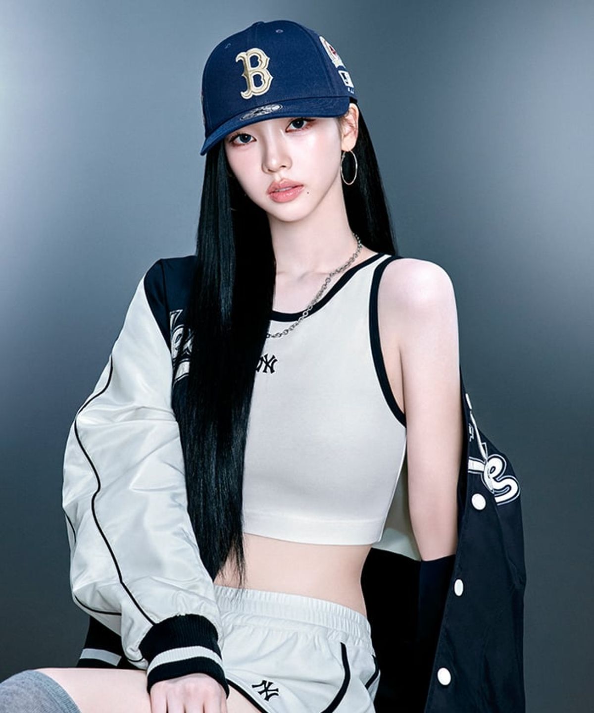 엠엘비(MLB) 여성 베이직 링거 크롭 나시 티셔츠 NY (White)