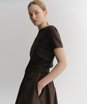 KANE CONTRAST COCOON DRESS (BROWN)