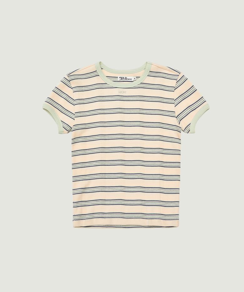 NANCY STRIPE H/S T-SHIRT (PEACH)