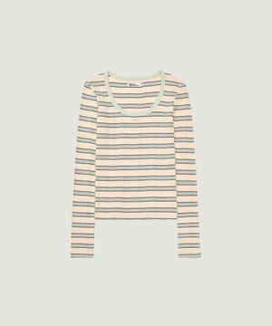 NANCY STRIPE L/S T-SHIRT (PEACH)
