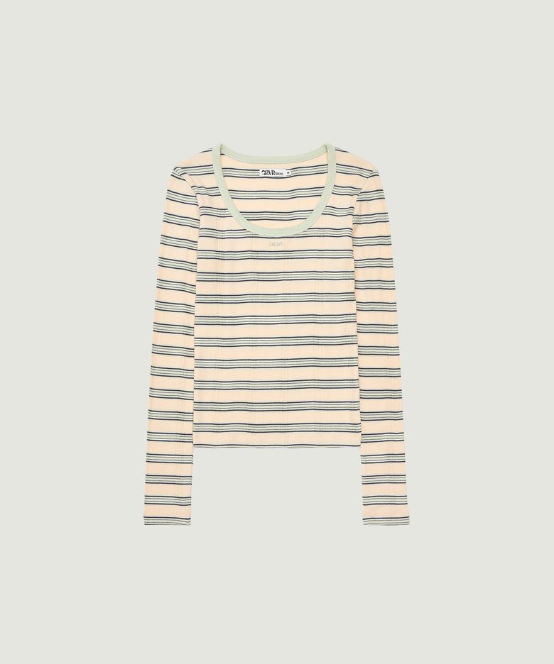 NANCY STRIPE L/S T-SHIRT (PEACH)