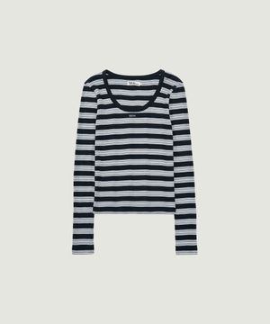 NANCY STRIPE L/S T-SHIRT (NAVY)