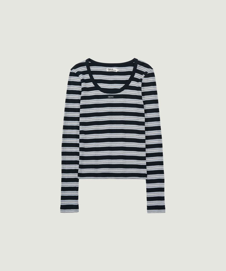 NANCY STRIPE L/S T-SHIRT (NAVY)