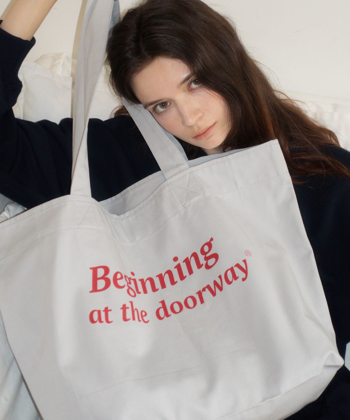 리올그(REORG) BATD LOGO COTTON TOTE BAG GREY