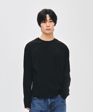 시그니처 크롭 롱 슬리브_블랙