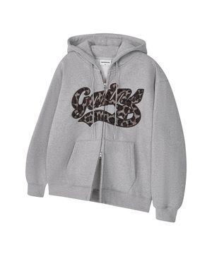 아플리케 스타로고 후드집업_ 호피VER._멜란지그레이/호피